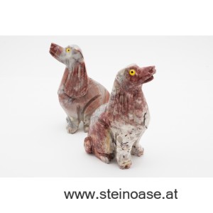 Hund Speckstein sitzend Gr.L